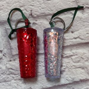 Starbucks Red or Iridescent prism keychain ornament